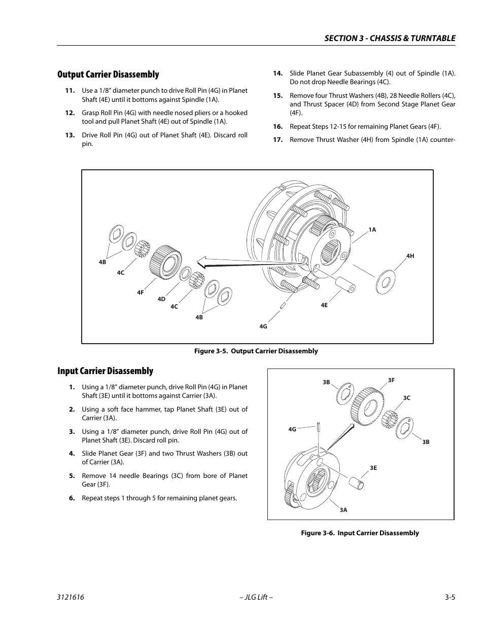 Output carrier disassembly, Input carrier disassembly, Output carrier disassembly -5 | Input carrier disassembly -5 | JLG 660AJ Service Manual User Manual | Page 49 / 334