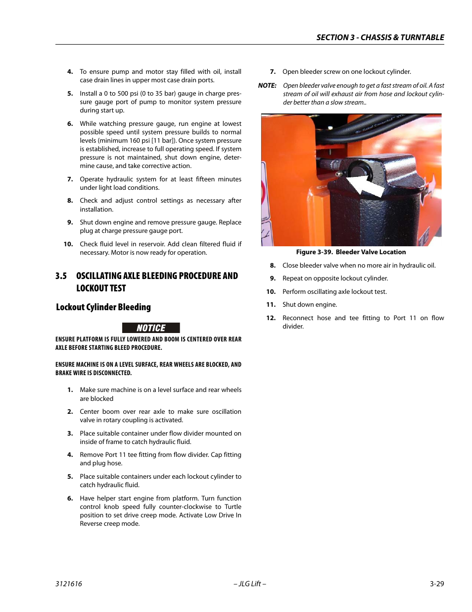 Lockout cylinder bleeding, Lockout cylinder bleeding -29, Bleeder valve location -29 | JLG 660AJ Service Manual User Manual | Page 73 / 334