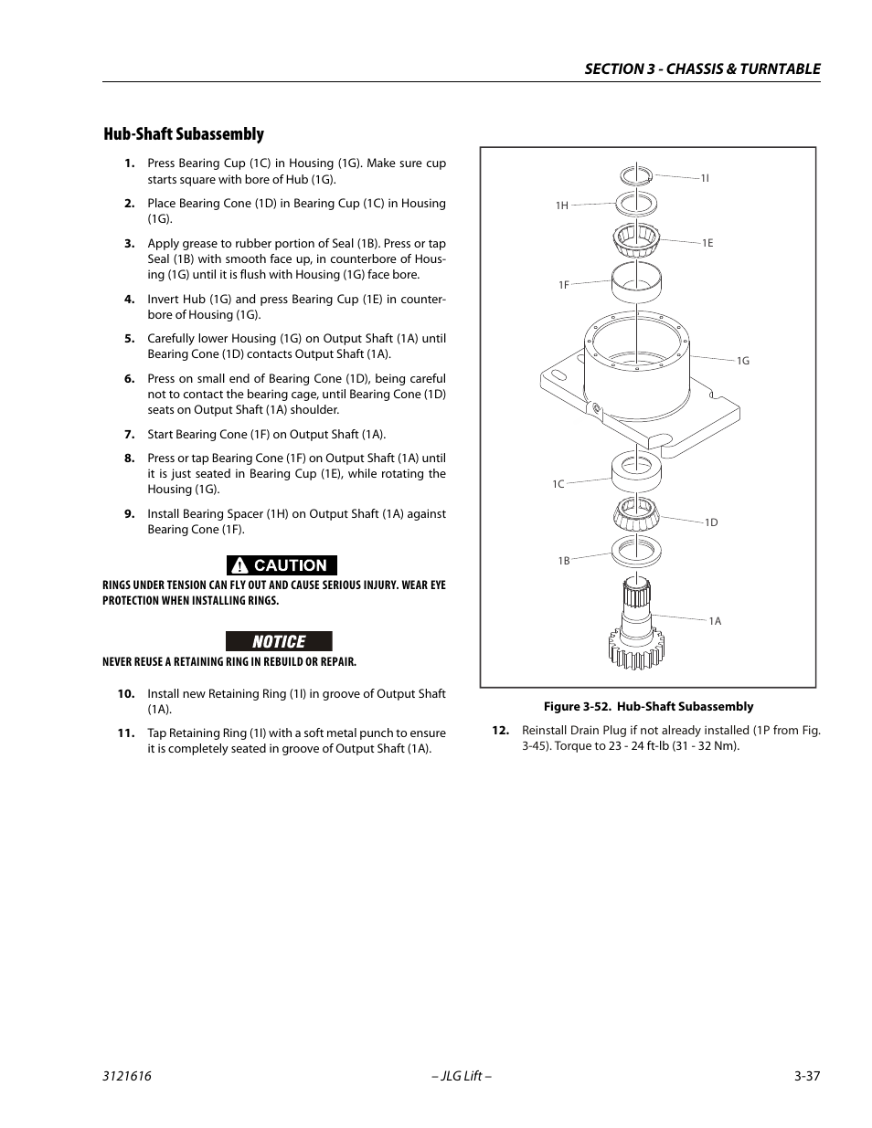 Hub-shaft subassembly, Hub-shaft subassembly -37 | JLG 660AJ Service Manual User Manual | Page 81 / 334