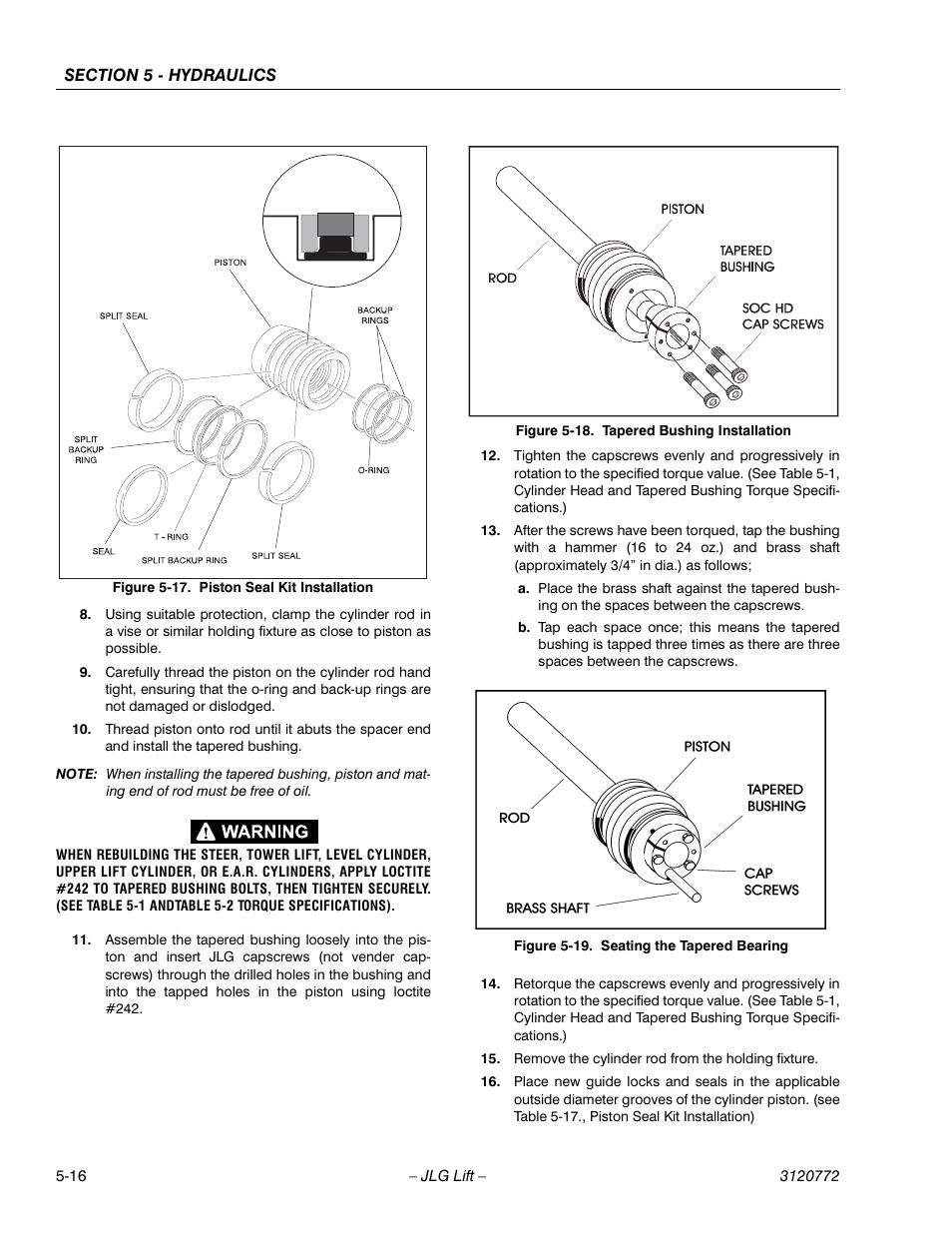 Piston seal kit installation -16 | JLG E300 Service Manual User Manual | Page 112 / 174