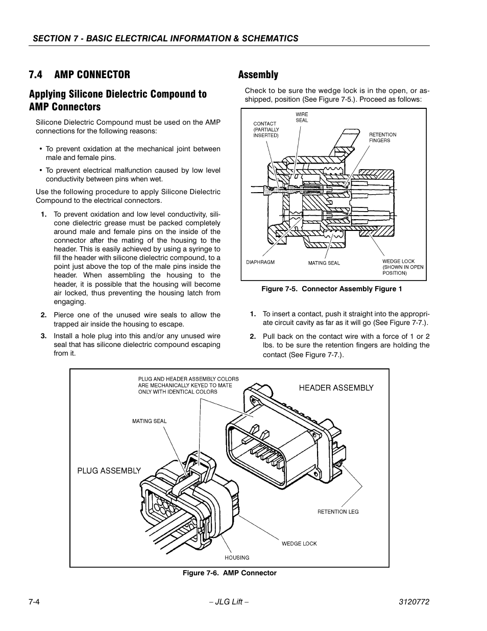 4 amp connector, Assembly, Amp connector -4 | Connector assembly figure 1 -4 | JLG E300 Service Manual User Manual | Page 156 / 174