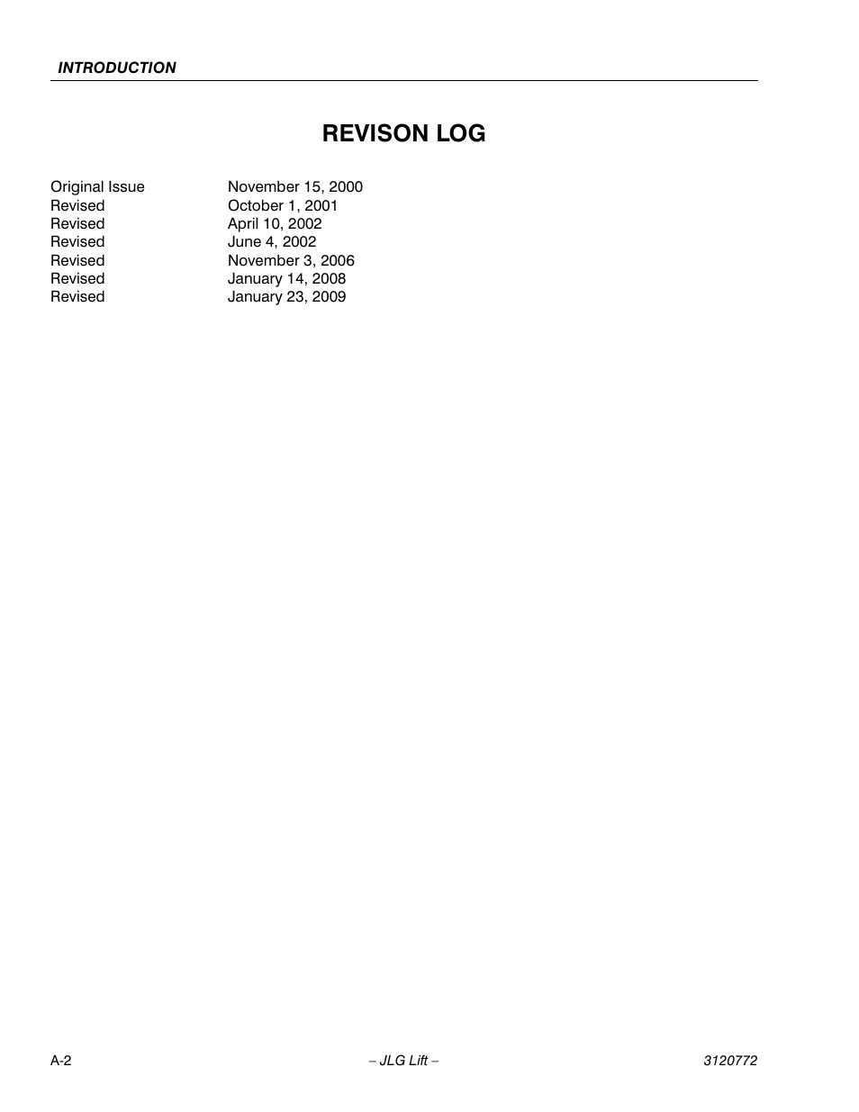 Revison log | JLG E300 Service Manual User Manual | Page 4 / 174