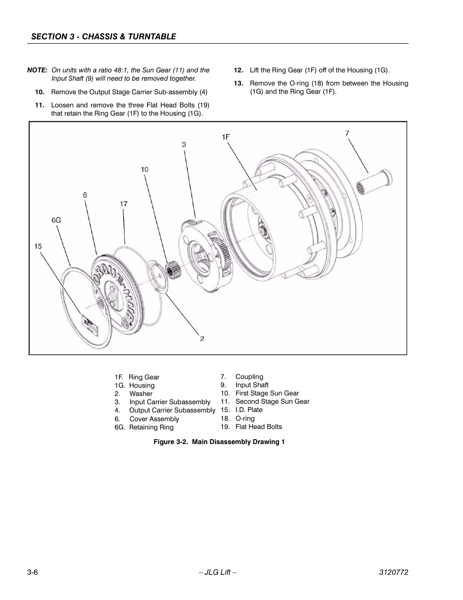 Main disassembly drawing 1 -6 | JLG E300 Service Manual User Manual | Page 40 / 174