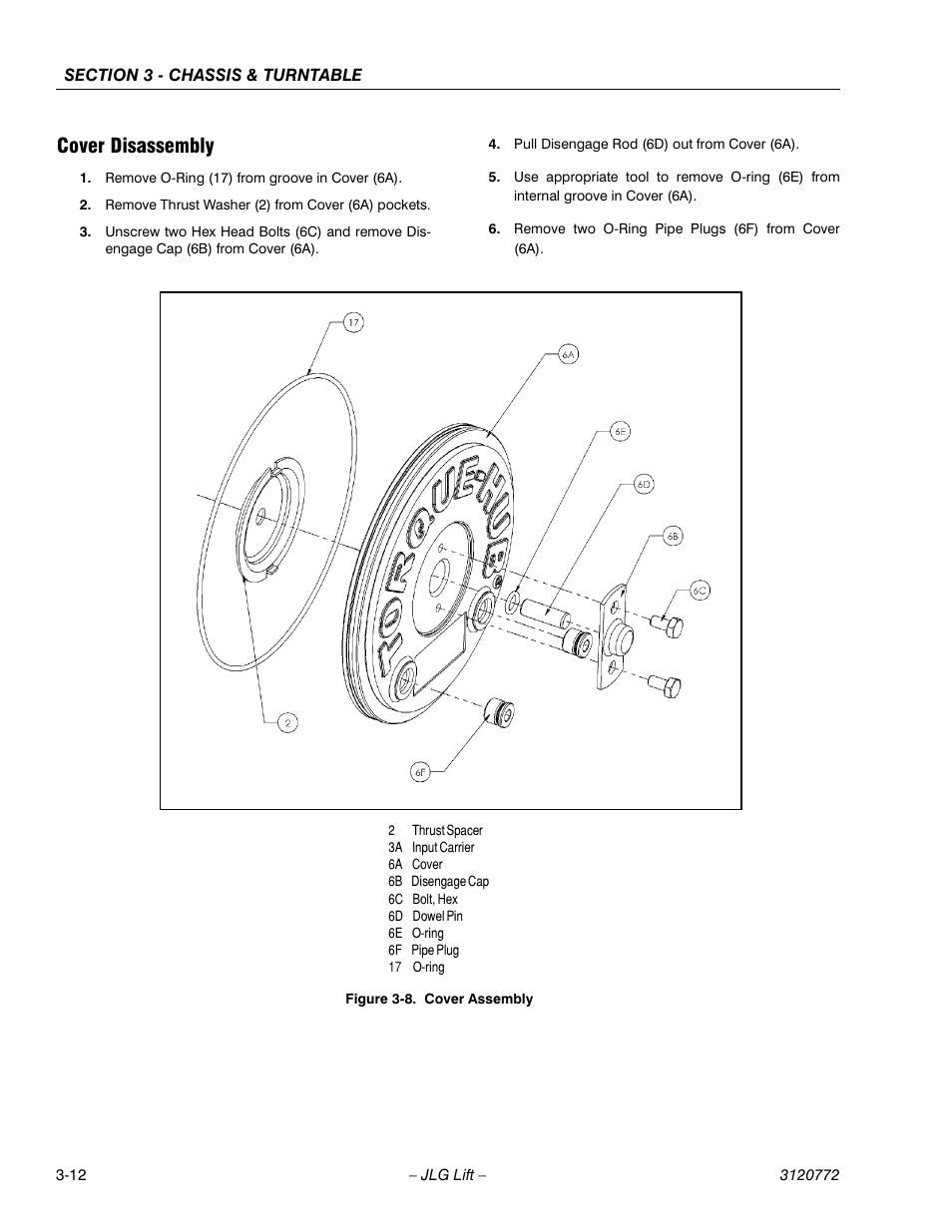 Cover disassembly, Cover disassembly -12, Cover assembly -12 | JLG E300 Service Manual User Manual | Page 46 / 174