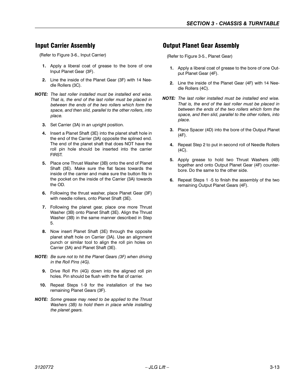 Input carrier assembly, Output planet gear assembly | JLG E300 Service Manual User Manual | Page 47 / 174