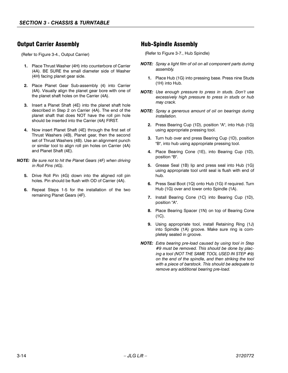 Output carrier assembly, Hub-spindle assembly | JLG E300 Service Manual User Manual | Page 48 / 174