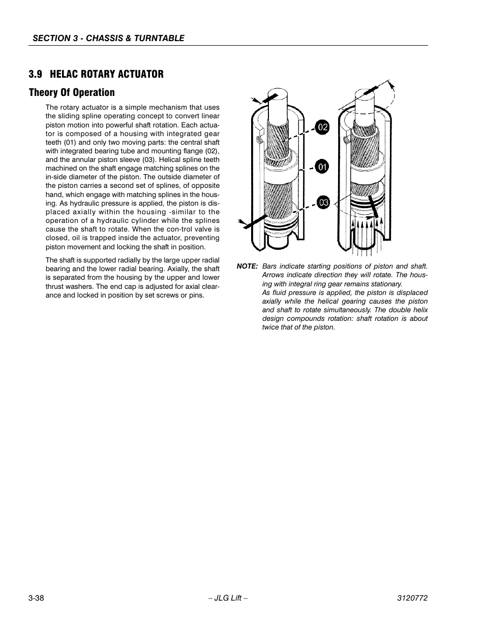 9 helac rotary actuator, Theory of operation, Helac rotary actuator -38 | Theory of operation -38, 9 helac rotary actuator theory of operation | JLG E300 Service Manual User Manual | Page 72 / 174