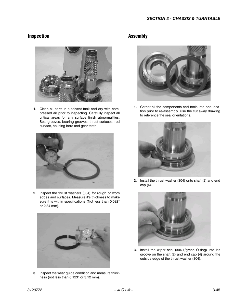 Inspection, Assembly, Inspection -45 assembly -45 | JLG E300 Service Manual User Manual | Page 79 / 174
