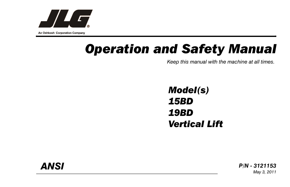 JLG 19BD Operator Manual User Manual | 54 pages