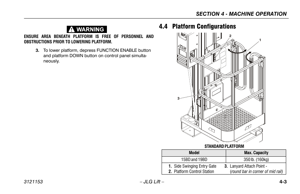 4 platform configurations, 4 platform configurations -3 | JLG 19BD Operator Manual User Manual | Page 37 / 54