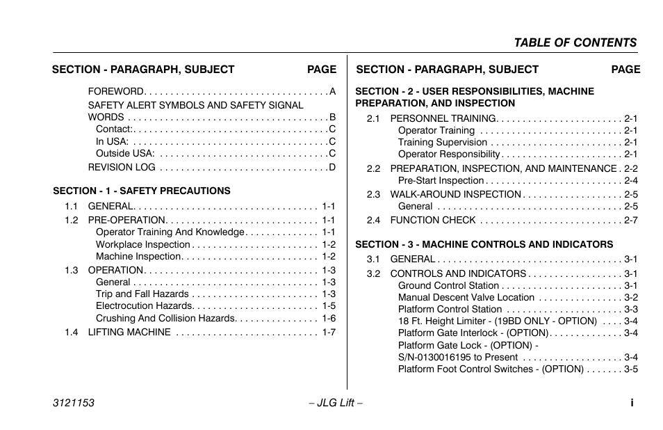 JLG 19BD Operator Manual User Manual | Page 7 / 54