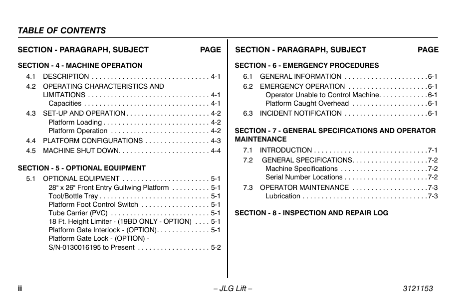 JLG 19BD Operator Manual User Manual | Page 8 / 54