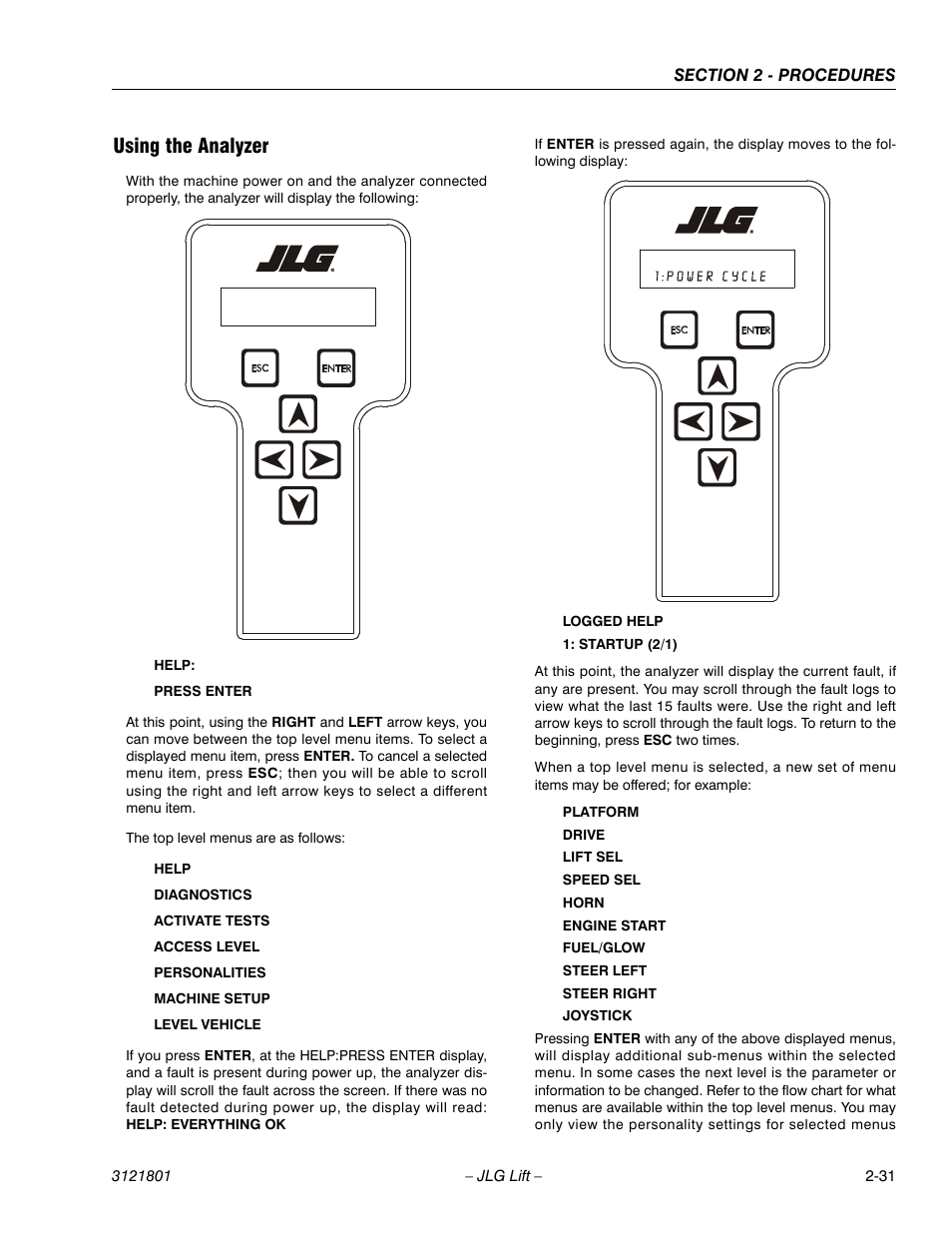 Using the analyzer | JLG 260MRT Service Manual User Manual | Page 53 / 106