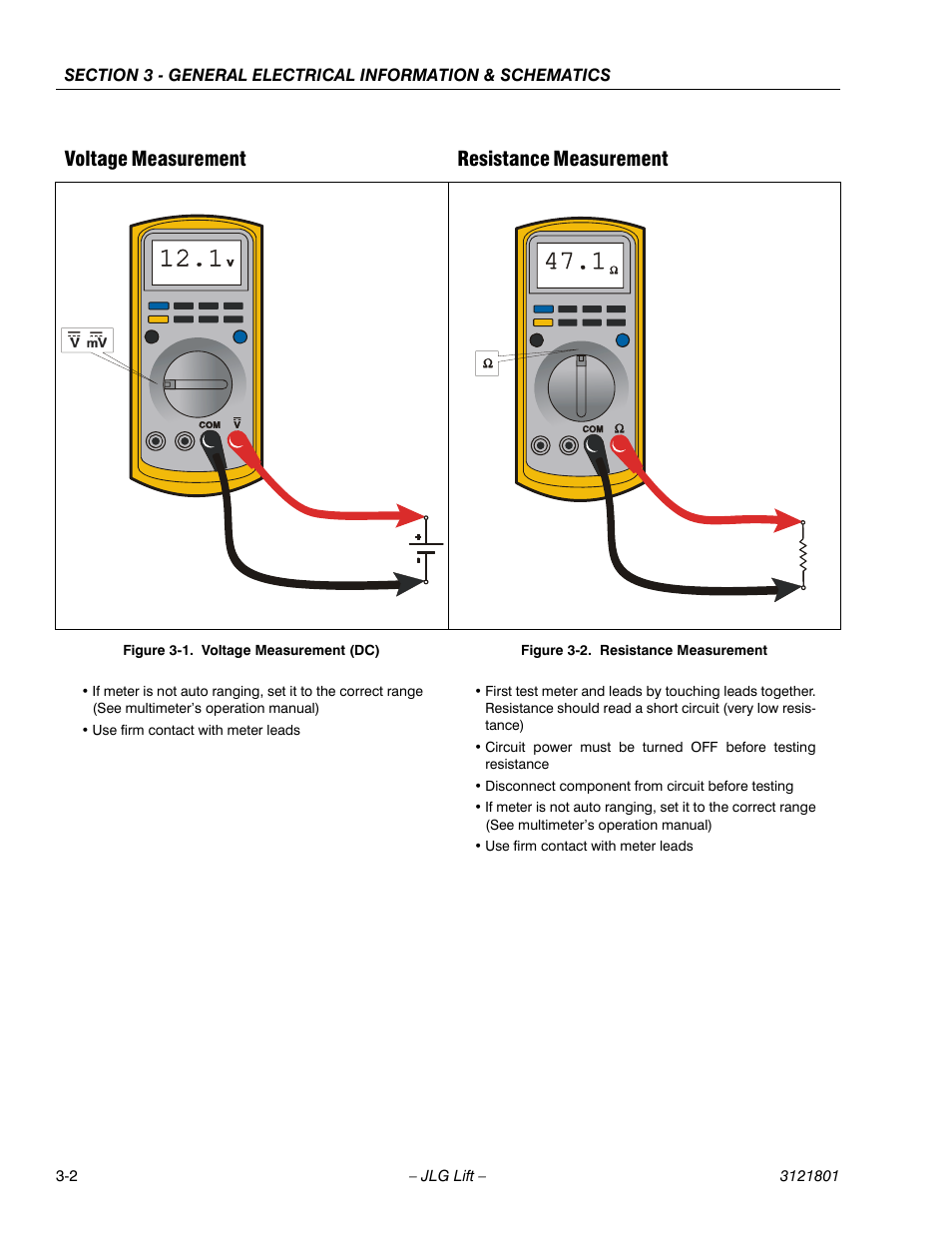 Voltage measurement (dc) -2, Resistance measurement -2, Voltage measurement resistance measurement | JLG 260MRT Service Manual User Manual | Page 68 / 106