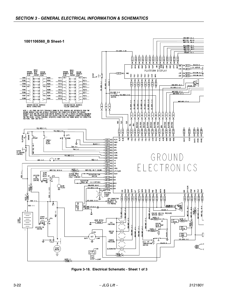 Electrical schematic - sheet 1 of 3 -22 | JLG 260MRT Service Manual User Manual | Page 88 / 106