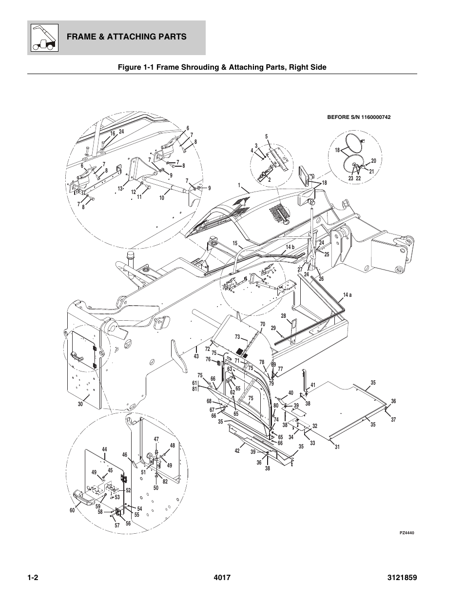 Frame shrouding & attaching parts, right side -2, Frame & attaching parts | JLG 4017 Parts Manual User Manual | Page 10 / 357