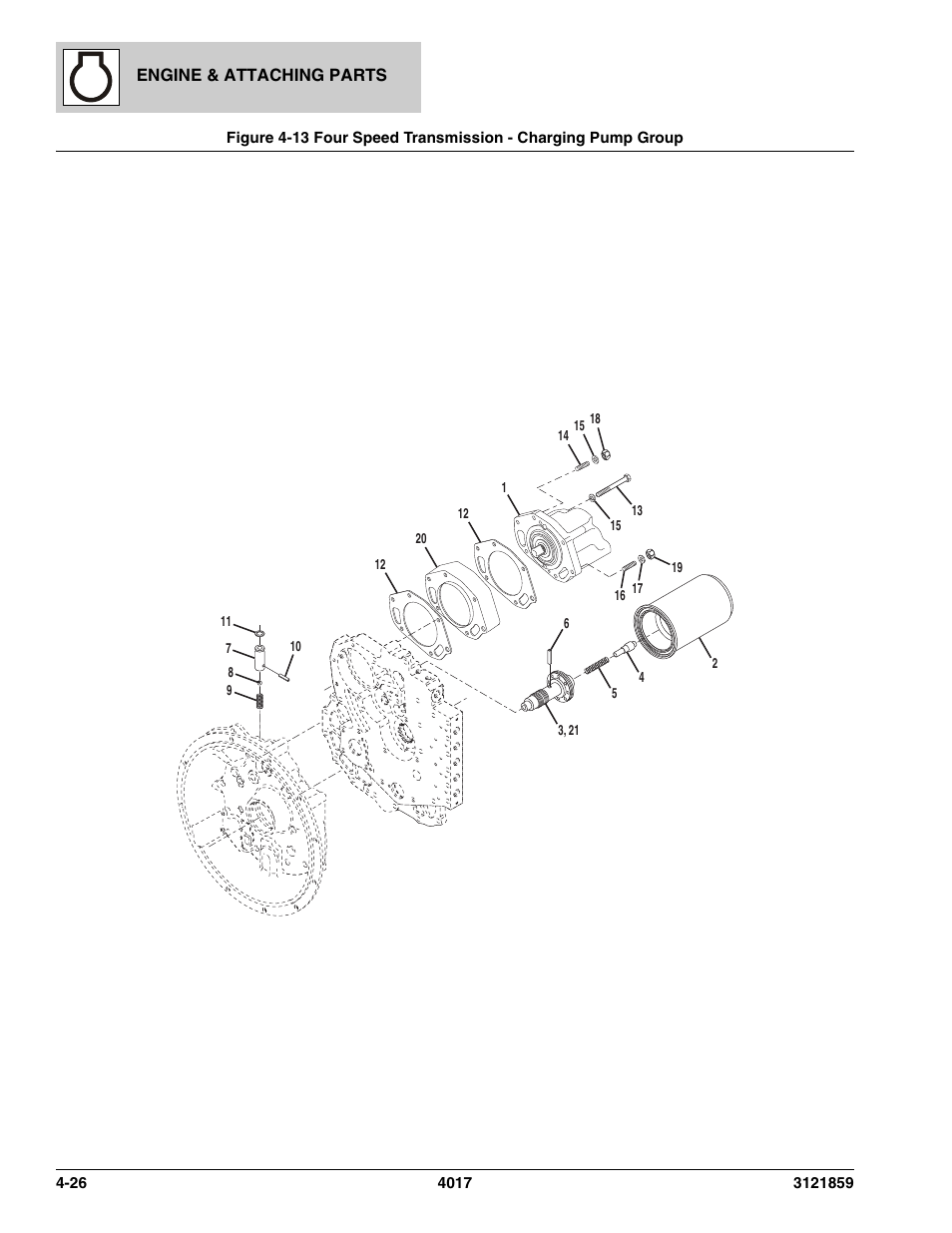 Four speed transmission - charging pump group -26 | JLG 4017 Parts Manual User Manual | Page 112 / 357