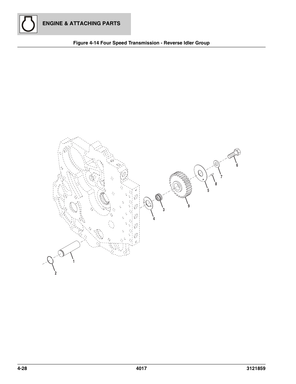 Four speed transmission - reverse idler group -28 | JLG 4017 Parts Manual User Manual | Page 114 / 357