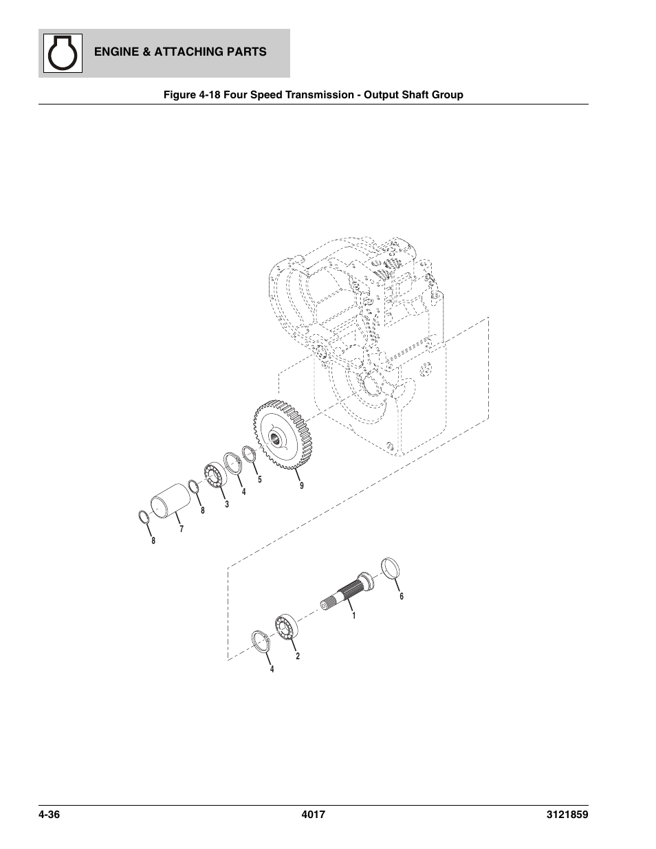Four speed transmission - output shaft group -36 | JLG 4017 Parts Manual User Manual | Page 122 / 357