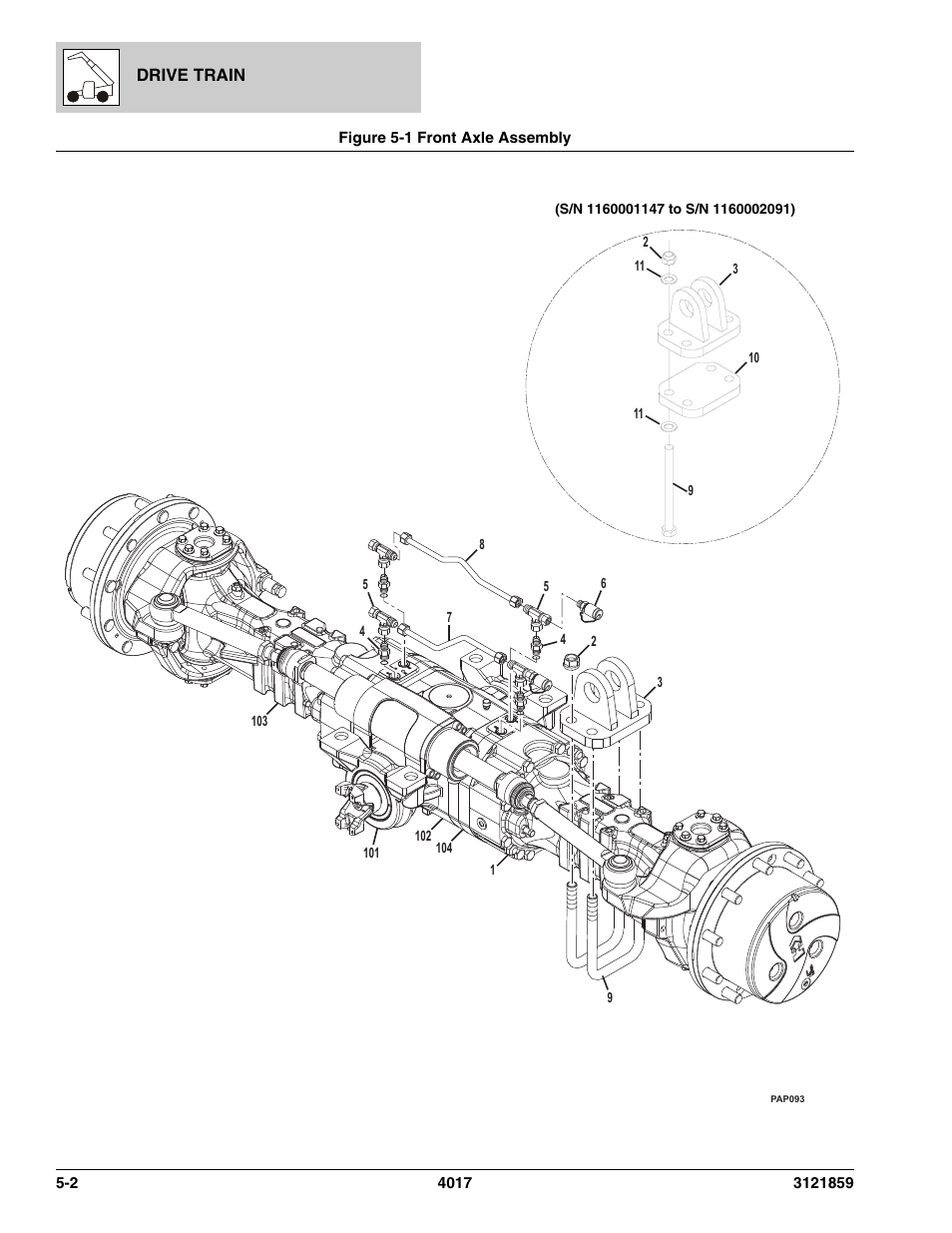 Figure 5-1 front axle assembly, Front axle assembly -2, See figure 5-1 for details) | JLG 4017 Parts Manual User Manual | Page 134 / 357