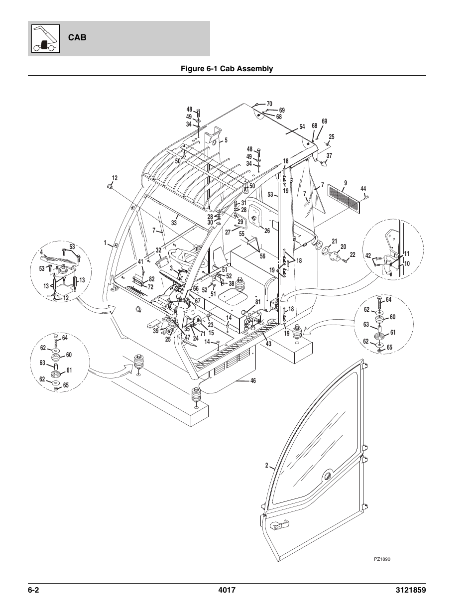 Figure 6-1 cab assembly, Cab assembly -2, See figure 6-1 for details) | JLG 4017 Parts Manual User Manual | Page 162 / 357