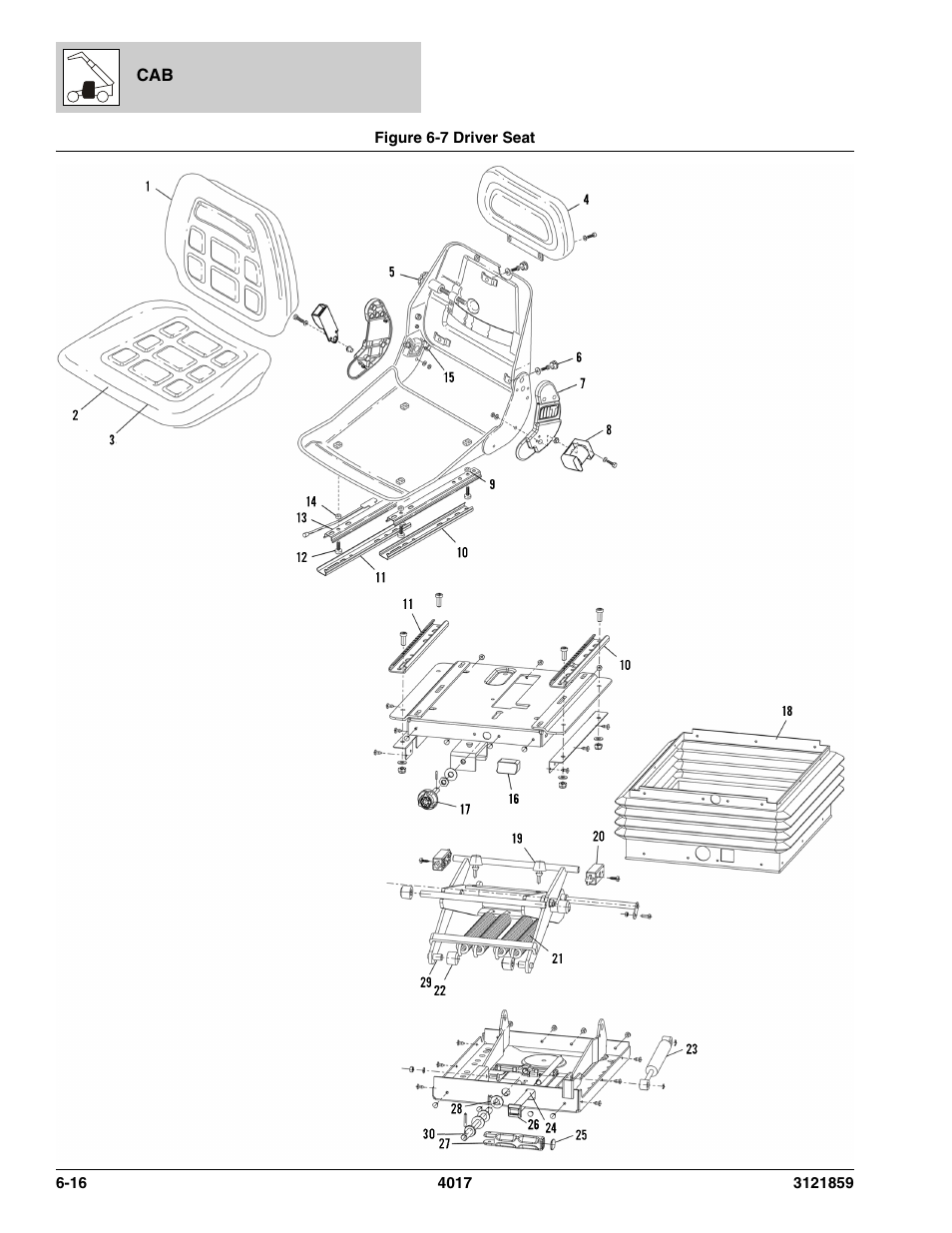Figure 6-7 driver seat, Driver seat -16 | JLG 4017 Parts Manual User Manual | Page 176 / 357