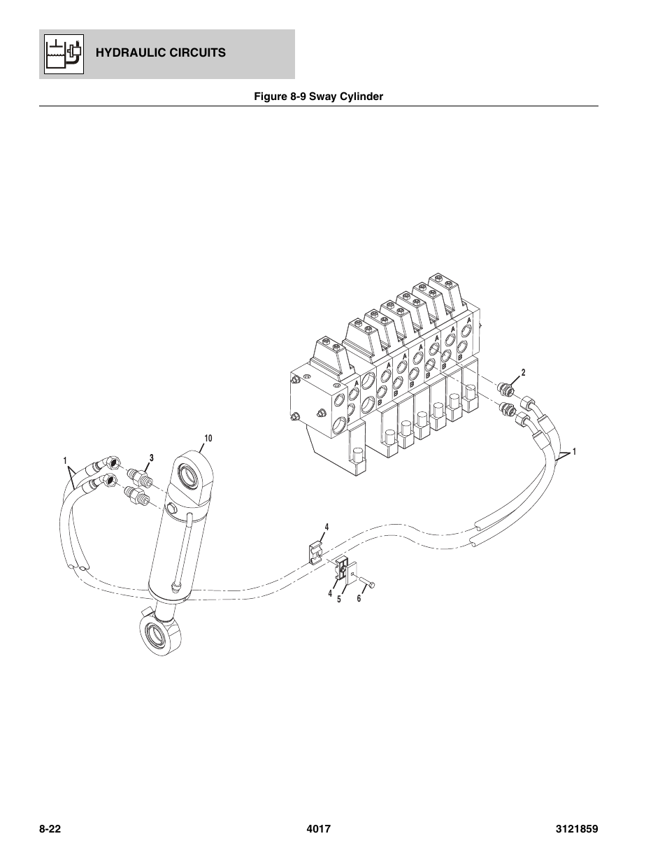 Figure 8-9 sway cylinder, Sway cylinder -22 | JLG 4017 Parts Manual User Manual | Page 212 / 357