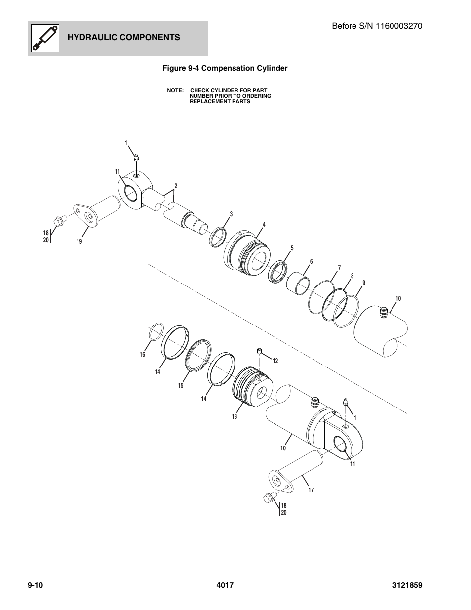 Figure 9-4 compensation cylinder, Compensation cylinder -10, Omp cylinder, (see figure 9-4 for details) | Cylinder, See figure 9-4 for details) | JLG 4017 Parts Manual User Manual | Page 238 / 357
