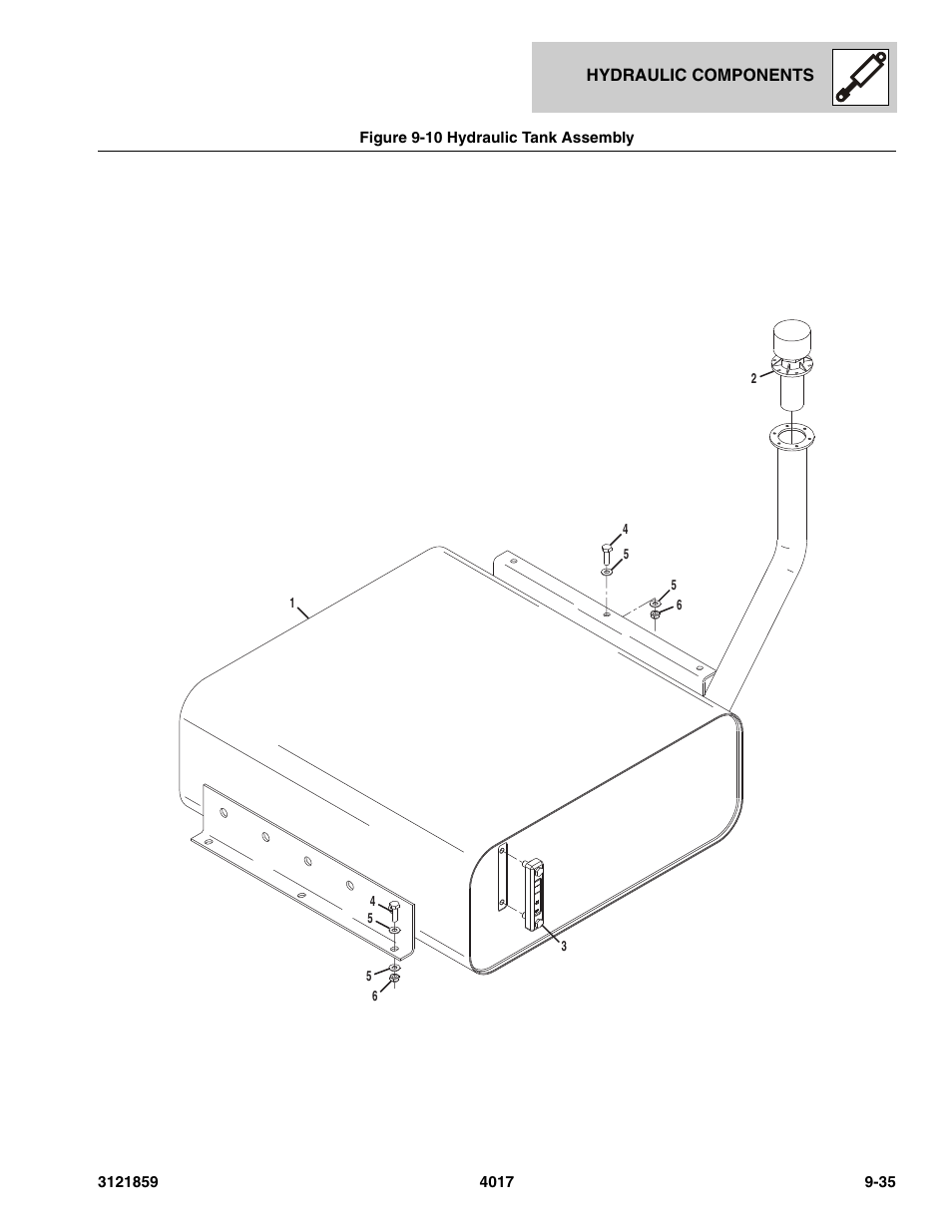 Figure 9-10 hydraulic tank assembly, Hydraulic tank assembly -35, Ulic | See figure 9-10 for details) | JLG 4017 Parts Manual User Manual | Page 263 / 357