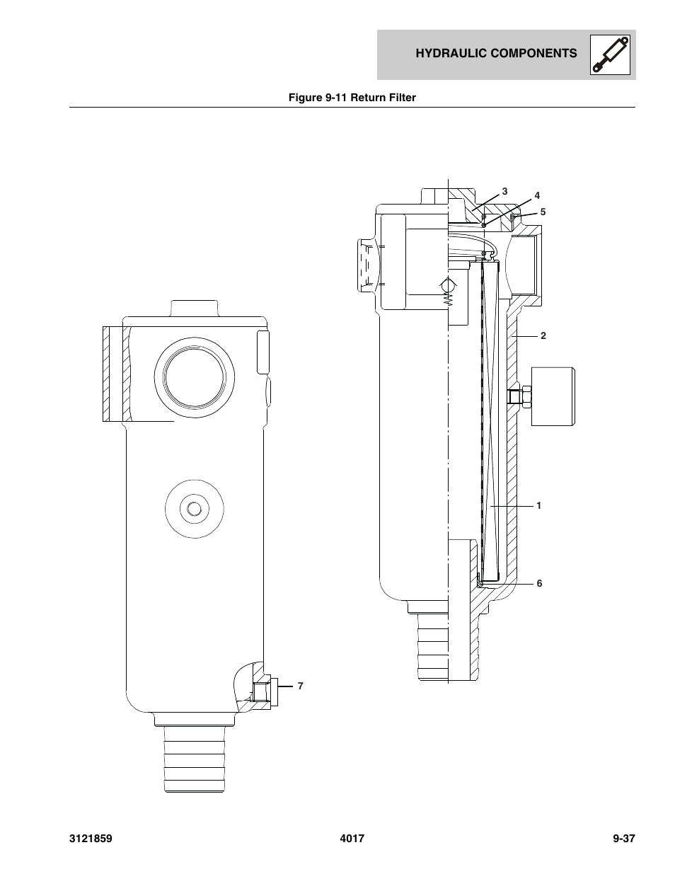 Figure 9-11 return filter, Return filter -37, See figure 9-11 for details) | Ve, (see figure 9-11 for details) | JLG 4017 Parts Manual User Manual | Page 265 / 357