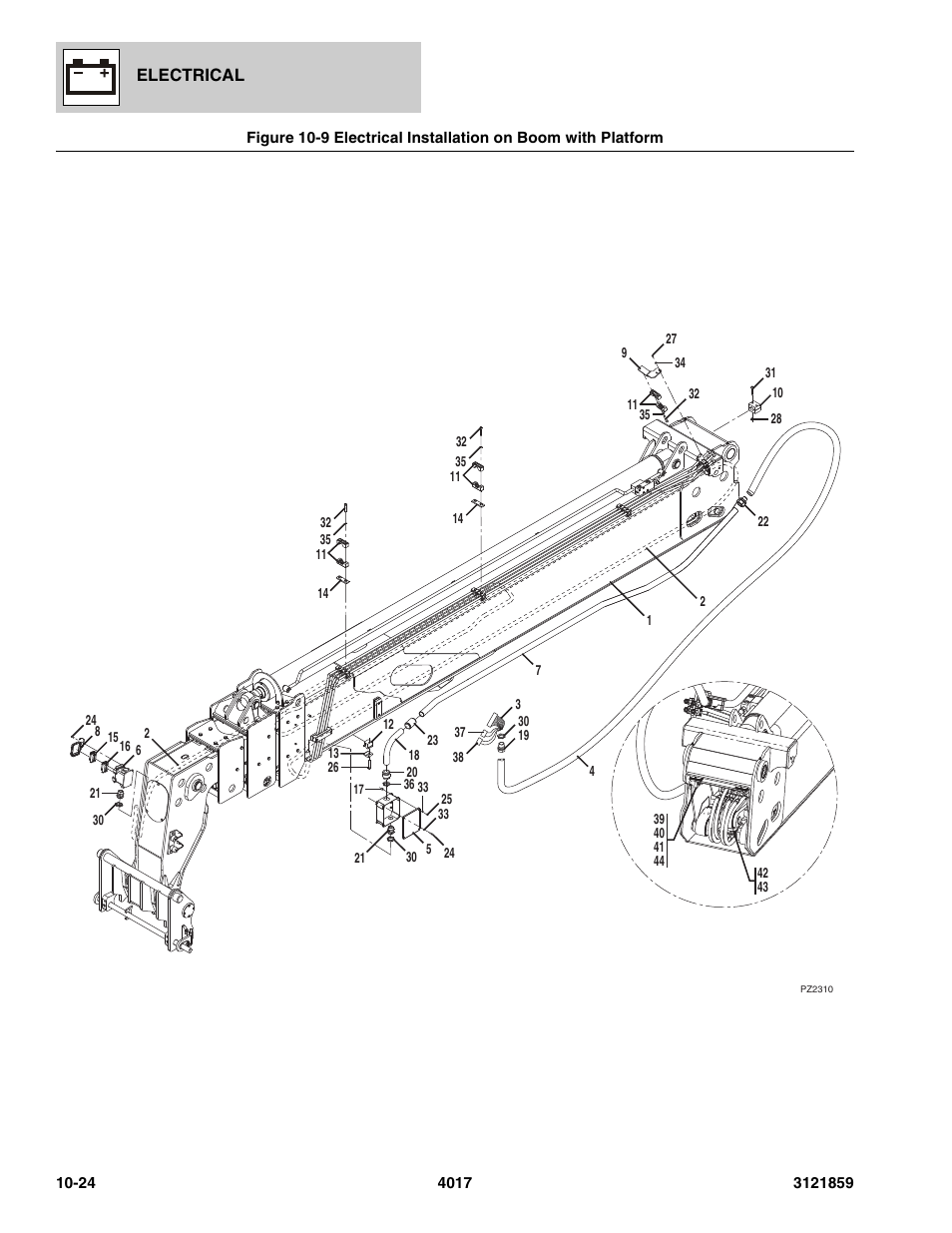 Electrical installation on boom with platform -24 | JLG 4017 Parts Manual User Manual | Page 295 / 357
