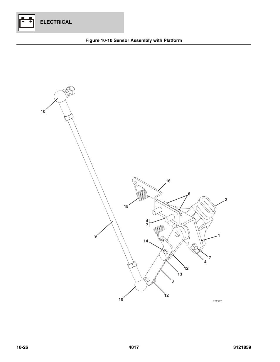 Figure 10-10 sensor assembly with platform, Sensor assembly with platform -26, See figure 10-10 for details) | JLG 4017 Parts Manual User Manual | Page 297 / 357