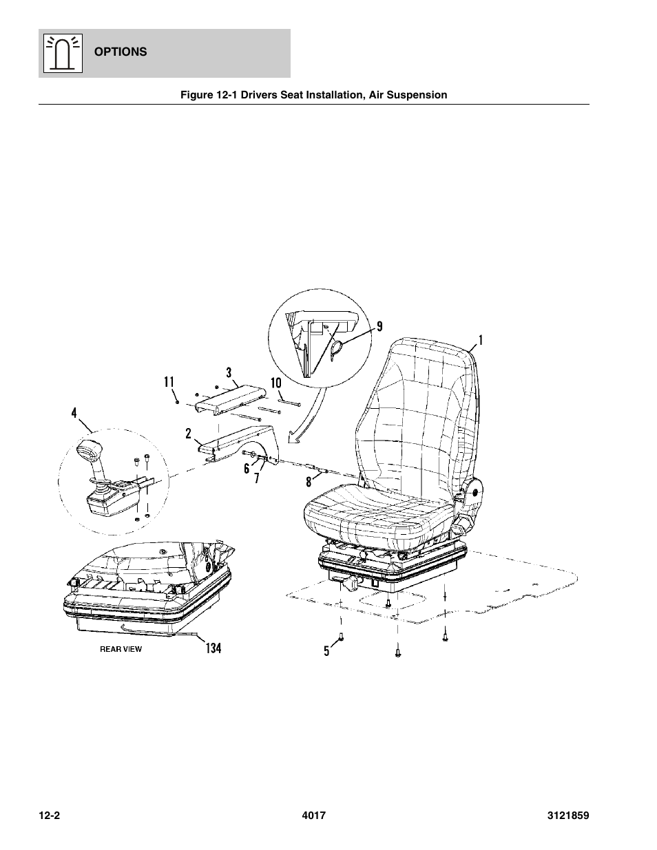 Drivers seat installation, air suspension -2, T harness, (see figure 12-1 for details) | JLG 4017 Parts Manual User Manual | Page 325 / 357