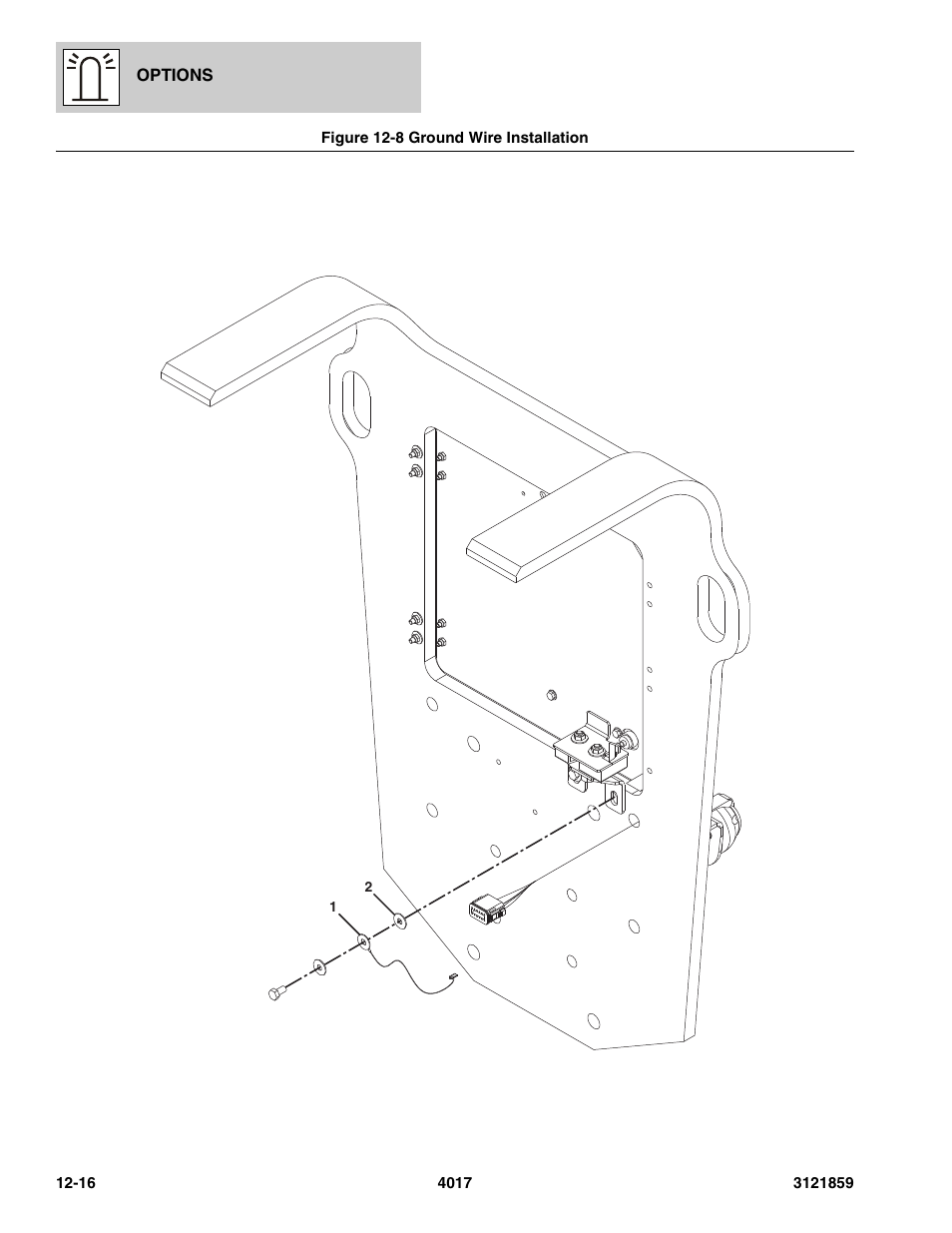 Figure 12-8 ground wire installation, Ground wire installation -16 | JLG 4017 Parts Manual User Manual | Page 339 / 357