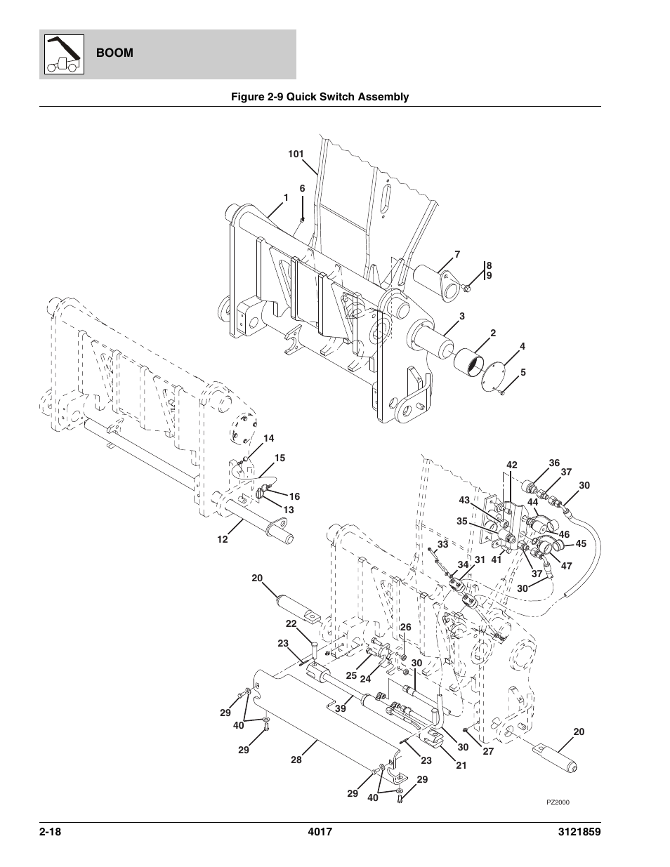 Figure 2-9 quick switch assembly, Quick switch assembly -18 | JLG 4017 Parts Manual User Manual | Page 46 / 357