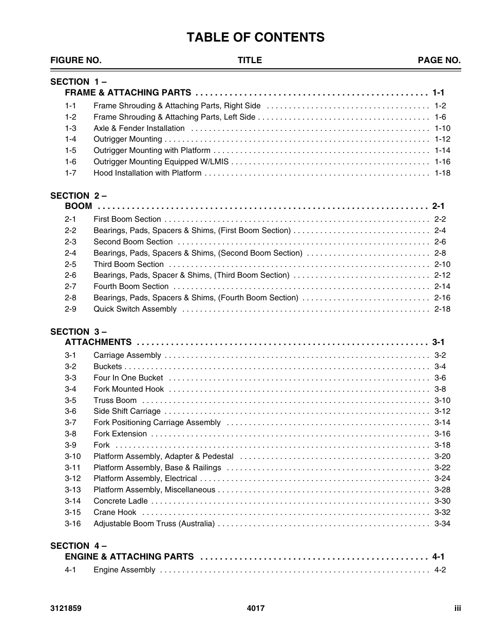 JLG 4017 Parts Manual User Manual | Page 5 / 357