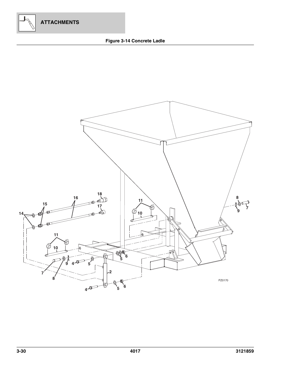 Figure 3-14 concrete ladle, Concrete ladle -30 | JLG 4017 Parts Manual User Manual | Page 80 / 357
