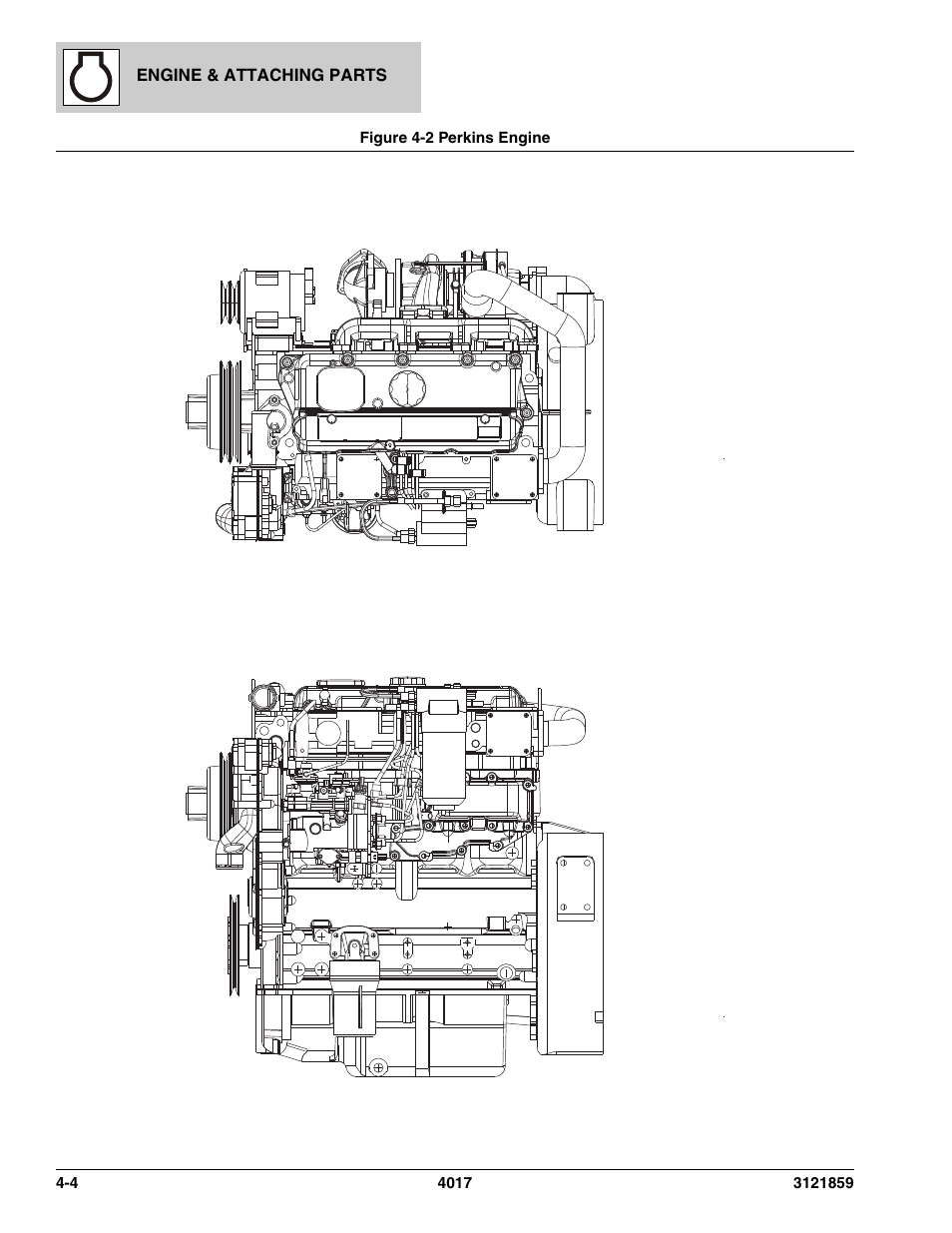 Figure 4-2 perkins engine, Perkins engine -4, Perkins | Engine, See figure 4-2 for details) | JLG 4017 Parts Manual User Manual | Page 90 / 357
