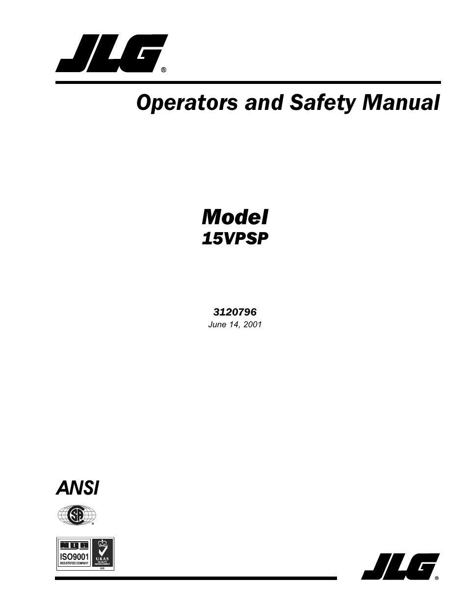 JLG 15VPSP Operator Manual User Manual | 52 pages