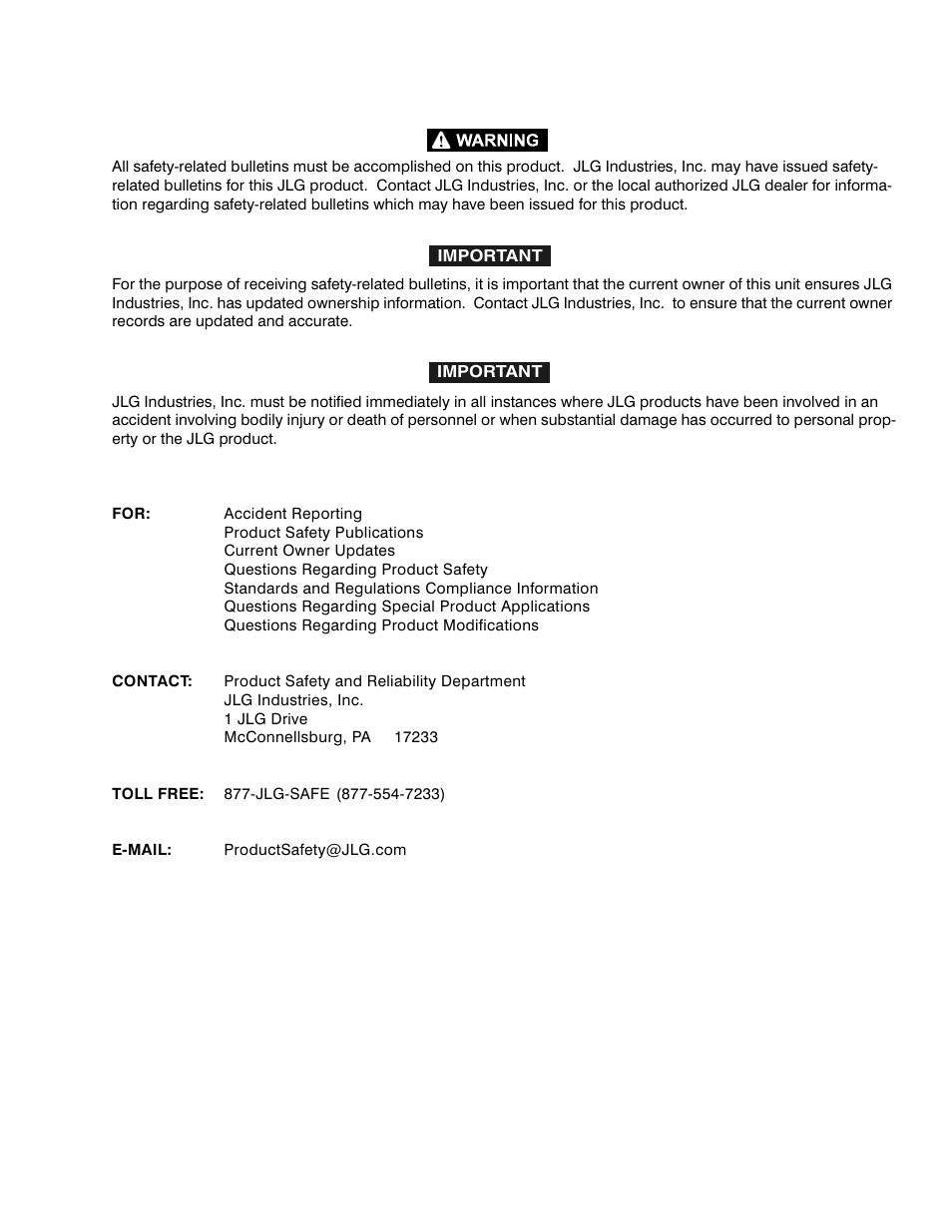 JLG 15VPSP Operator Manual User Manual | Page 5 / 52