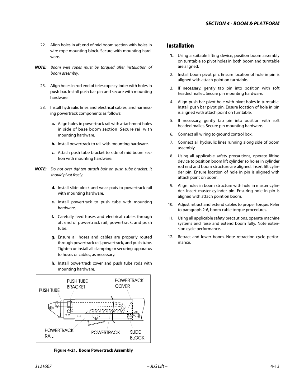 Installation, Installation -13, Boom powertrack assembly -13 | JLG 600SC_660SJC Service Manual User Manual | Page 115 / 270