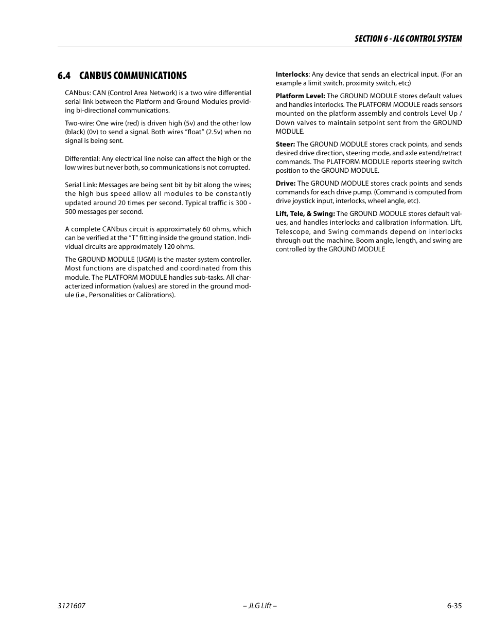 4 canbus communications, Canbus communications -35 | JLG 600SC_660SJC Service Manual User Manual | Page 229 / 270
