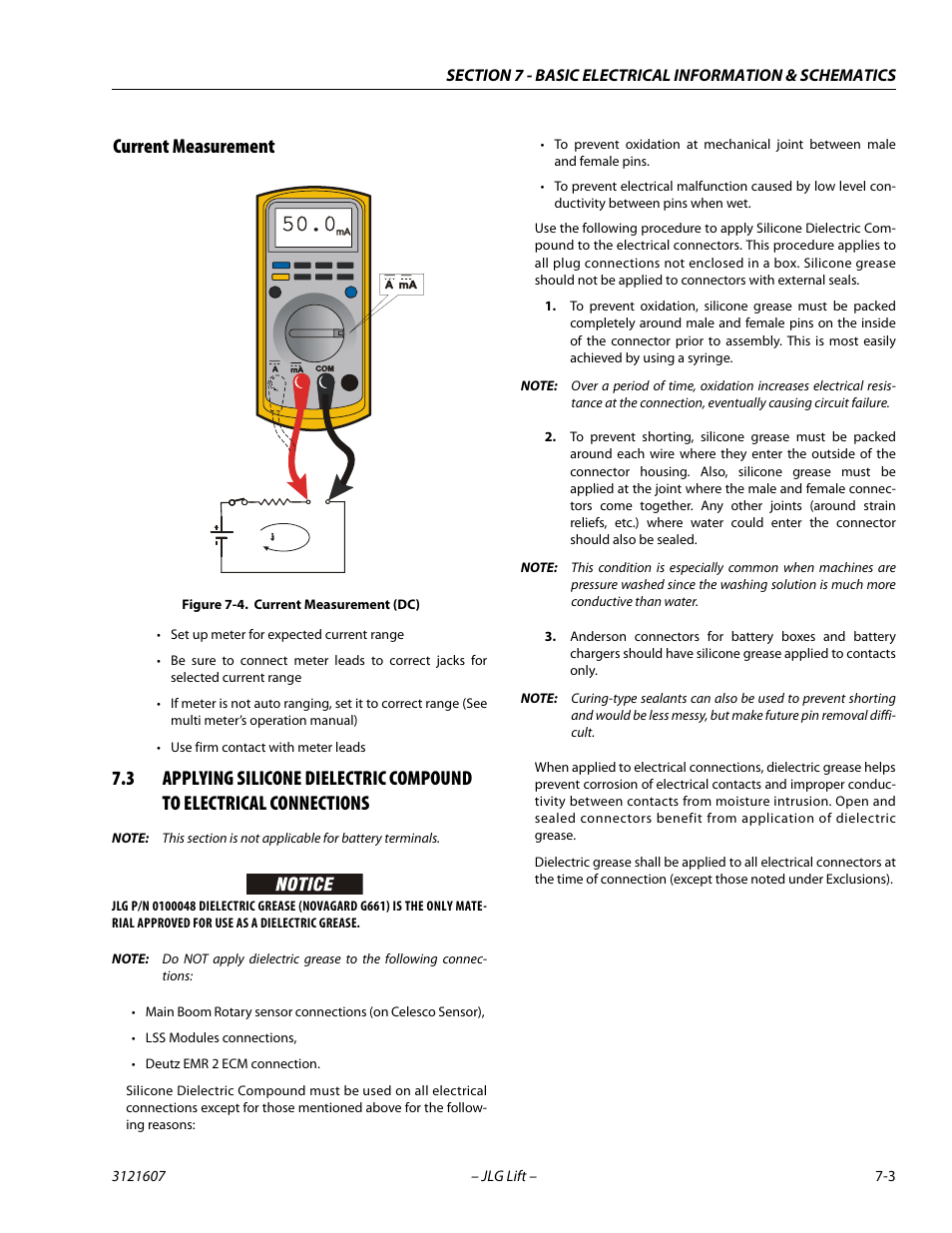 Current measurement, Current measurement -3, Current measurement (dc) -3 | JLG 600SC_660SJC Service Manual User Manual | Page 247 / 270