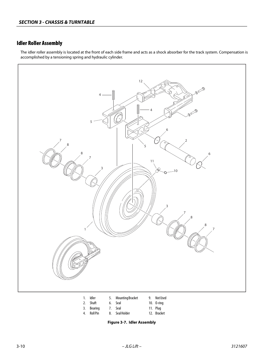 Idler roller assembly, Idler roller assembly -10, Idler assembly -10 | JLG 600SC_660SJC Service Manual User Manual | Page 46 / 270
