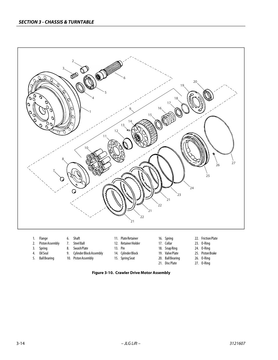 Crawler drive motor assembly -14 | JLG 600SC_660SJC Service Manual User Manual | Page 50 / 270