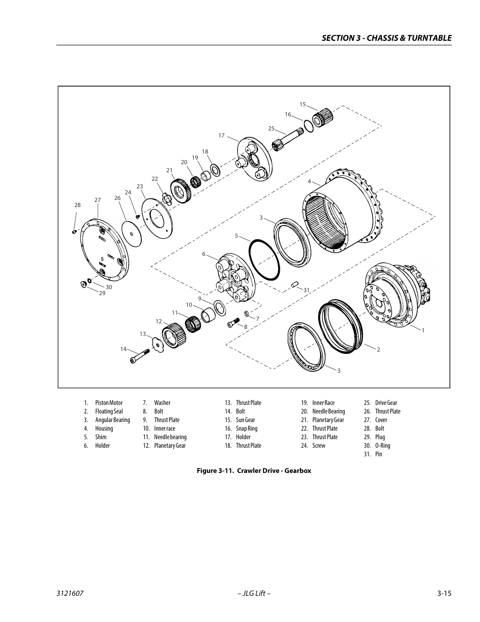 Crawler drive - gearbox -15 | JLG 600SC_660SJC Service Manual User Manual | Page 51 / 270