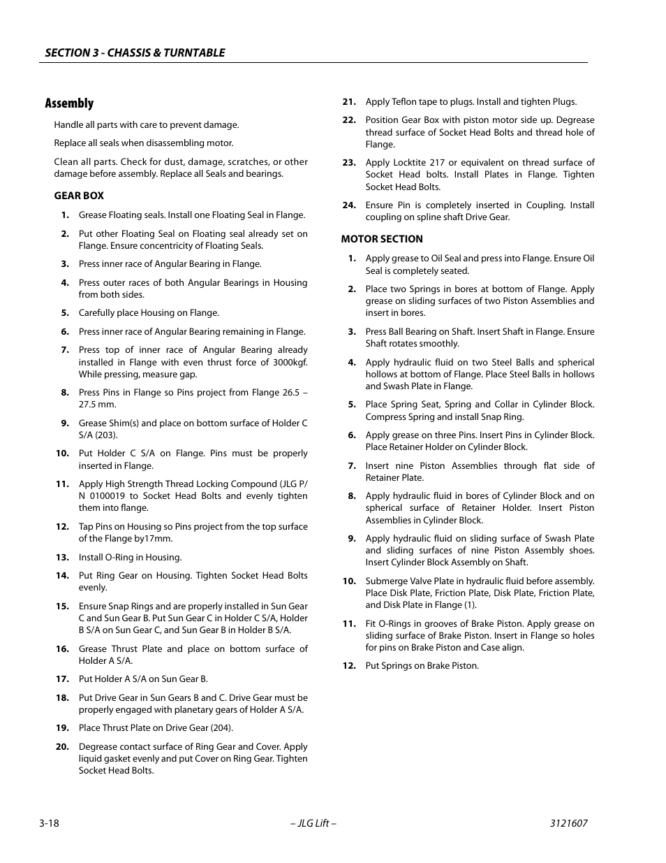 Assembly, Gear box, Motor section | Assembly -18 | JLG 600SC_660SJC Service Manual User Manual | Page 54 / 270