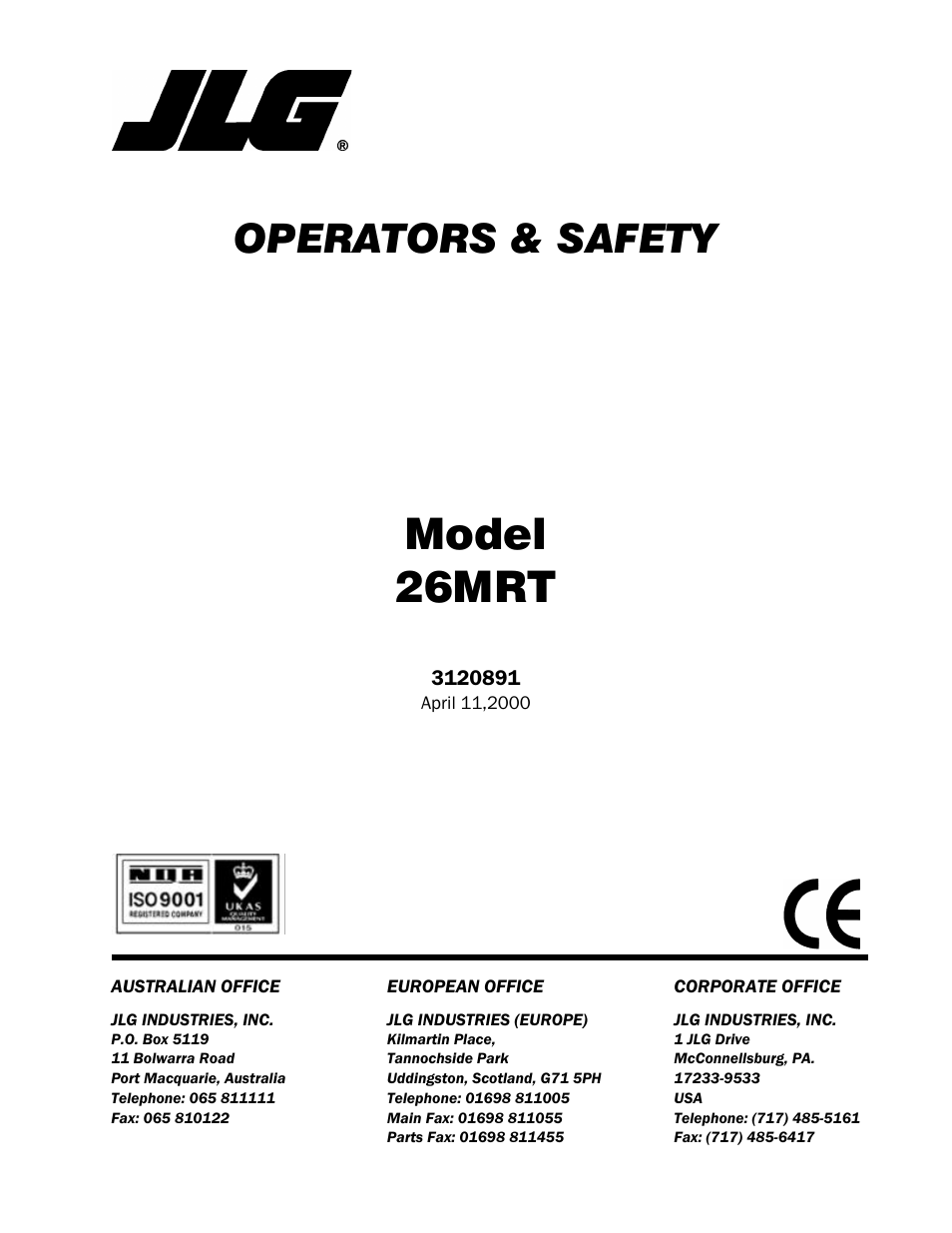 JLG 26MRT Operator Manual User Manual | 44 pages