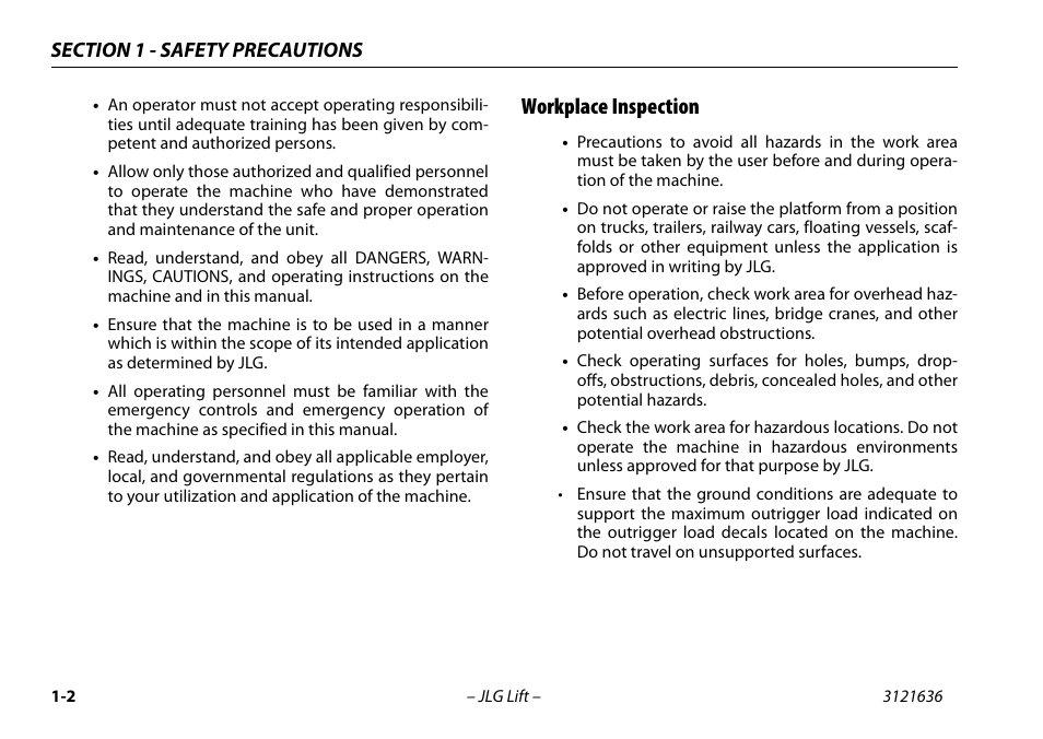 Workplace inspection | JLG X500AJ Operator Manual User Manual | Page 14 / 154