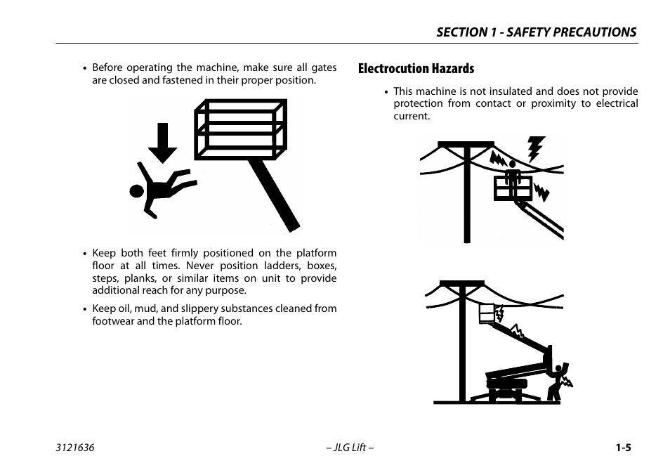 Electrocution hazards | JLG X500AJ Operator Manual User Manual | Page 17 / 154